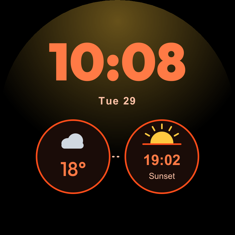 Sunny Day watch face, Ember theme