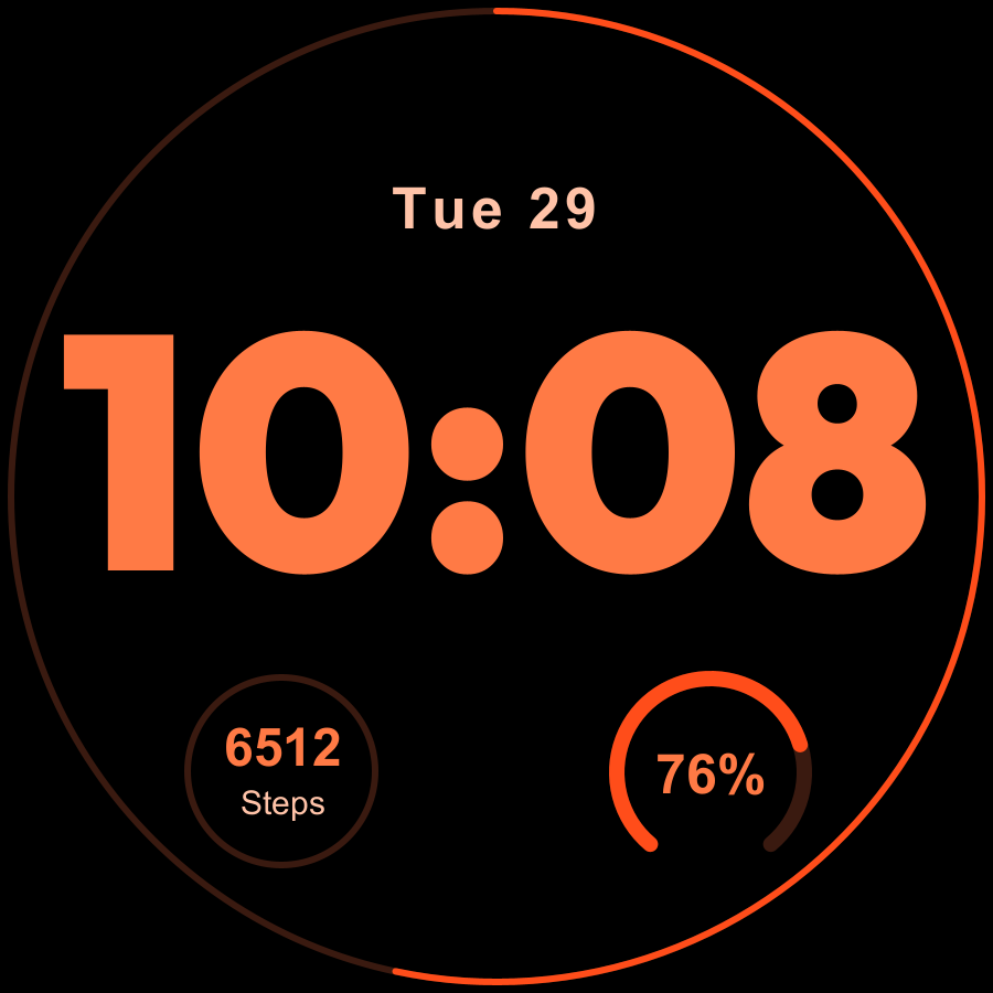 Obsidian Zero watch face, Ember theme