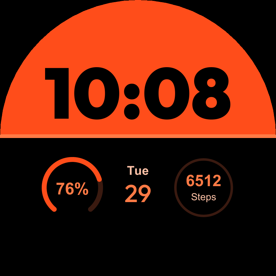 Split watch face, Ember theme