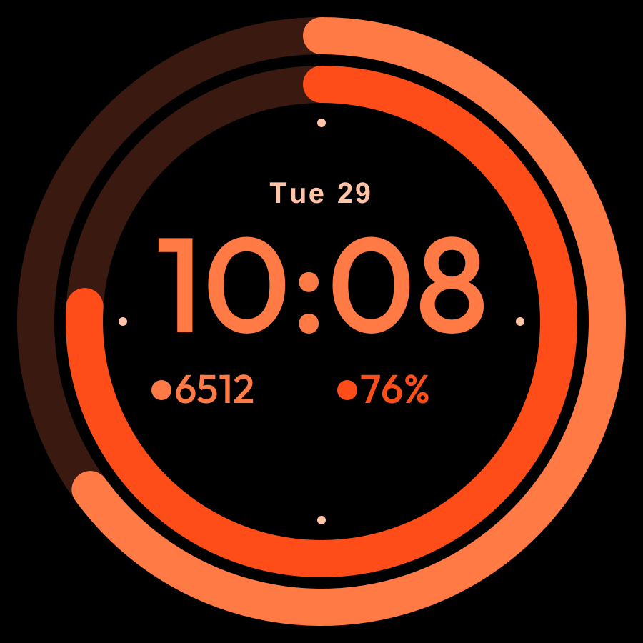 Daily Rings watch face, Ember theme