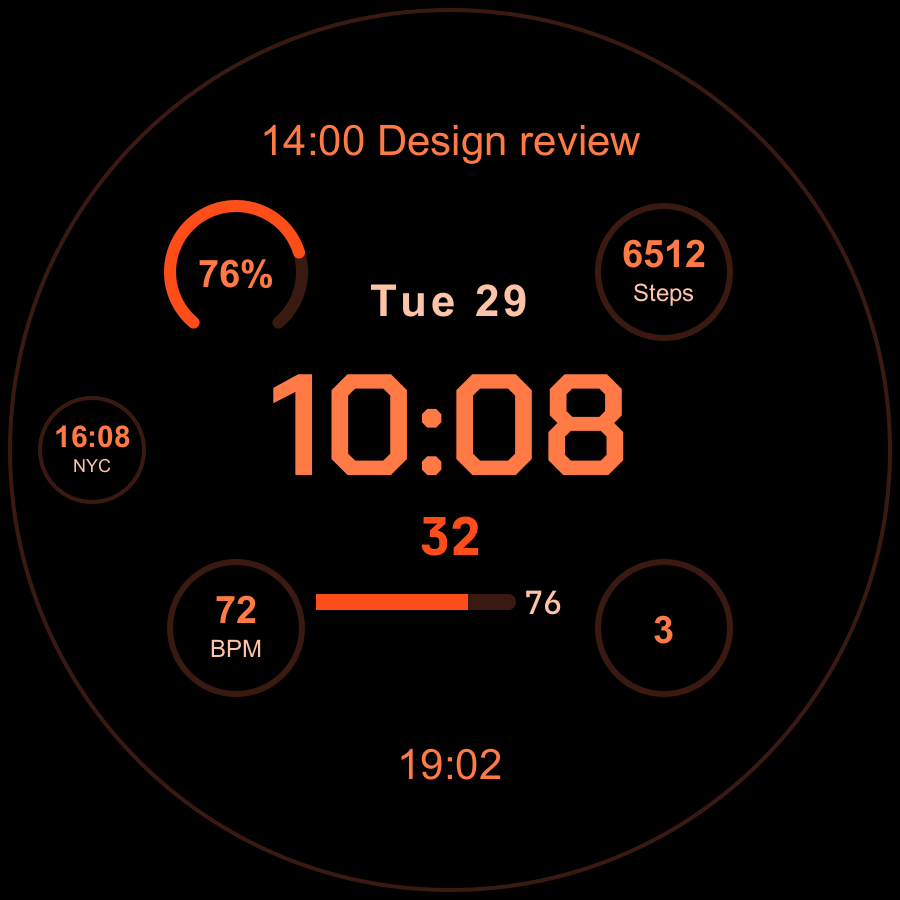 Atlas Pro watch face, Ember theme