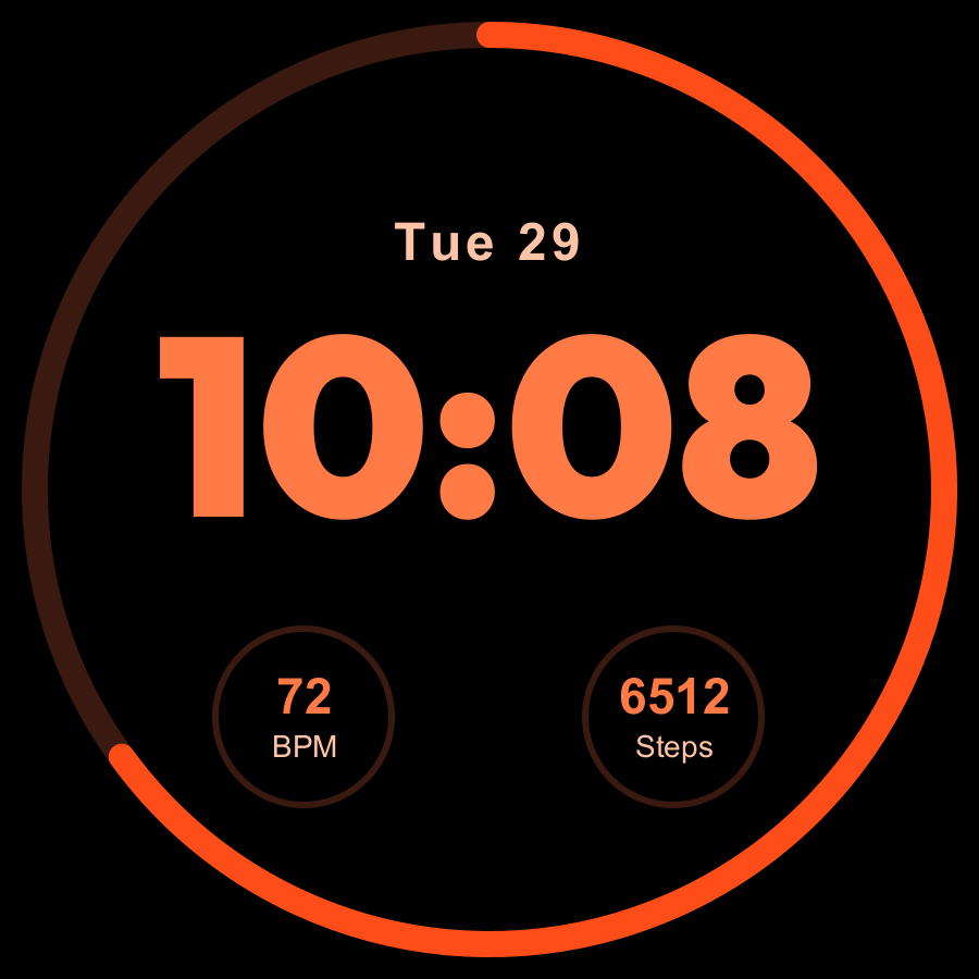 Pulse Lite watch face, Ember theme