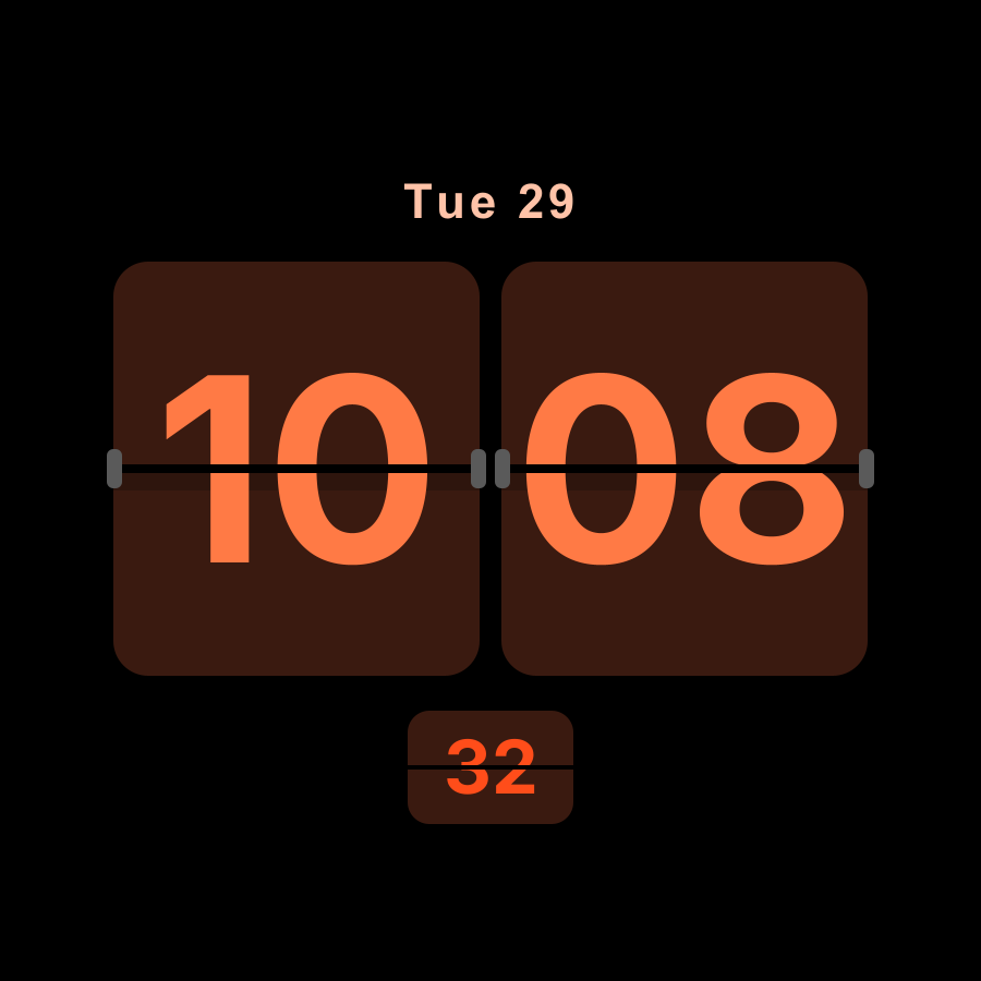Flip watch face, Ember theme