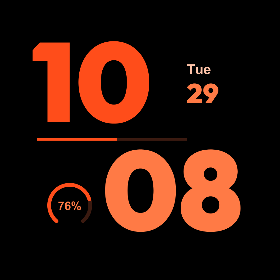 Stack watch face, Ember theme