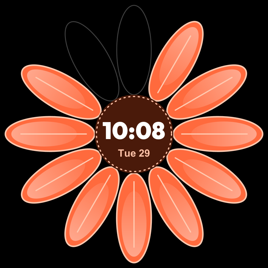 Petal watch face, Ember theme