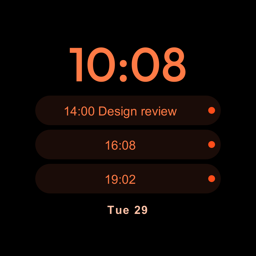 Tri watch face, Ember theme