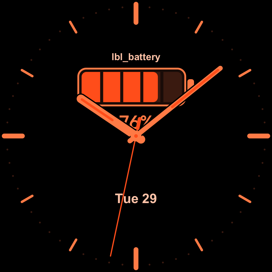 Charge watch face, Ember theme