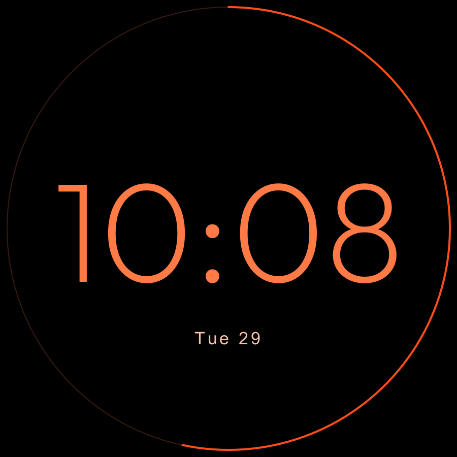 Hairline watch face, Ember theme