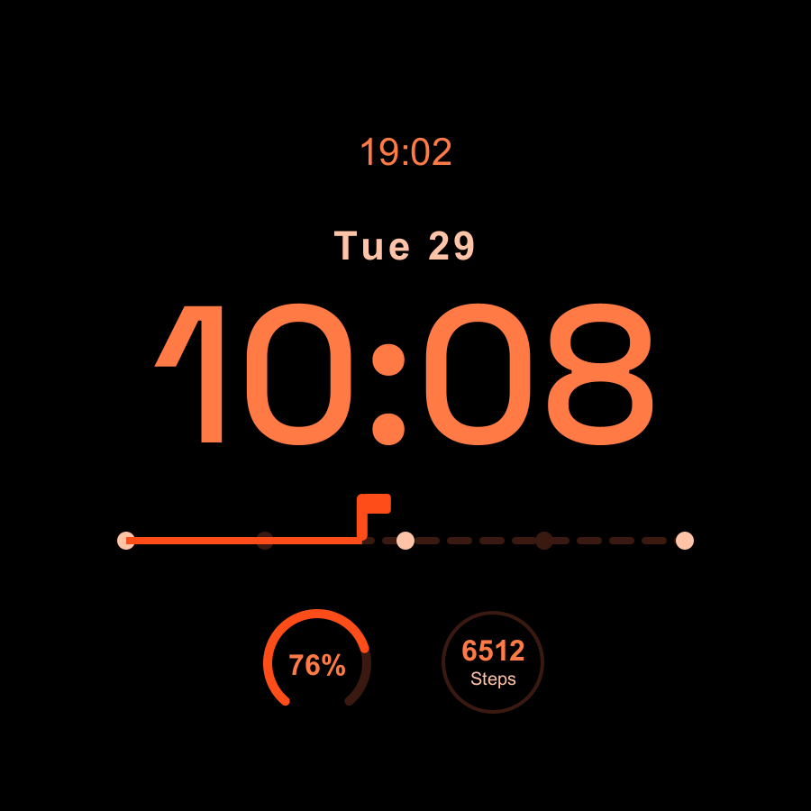 Trail watch face, Ember theme