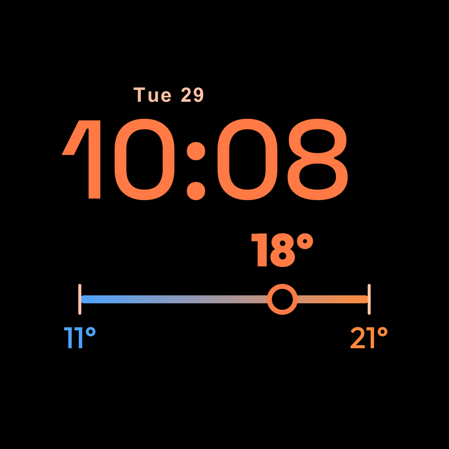 High Low watch face, Ember theme