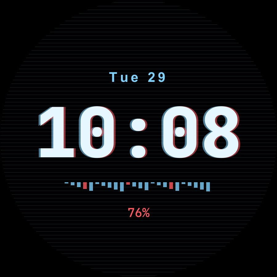 Glitch watch face, Ice theme