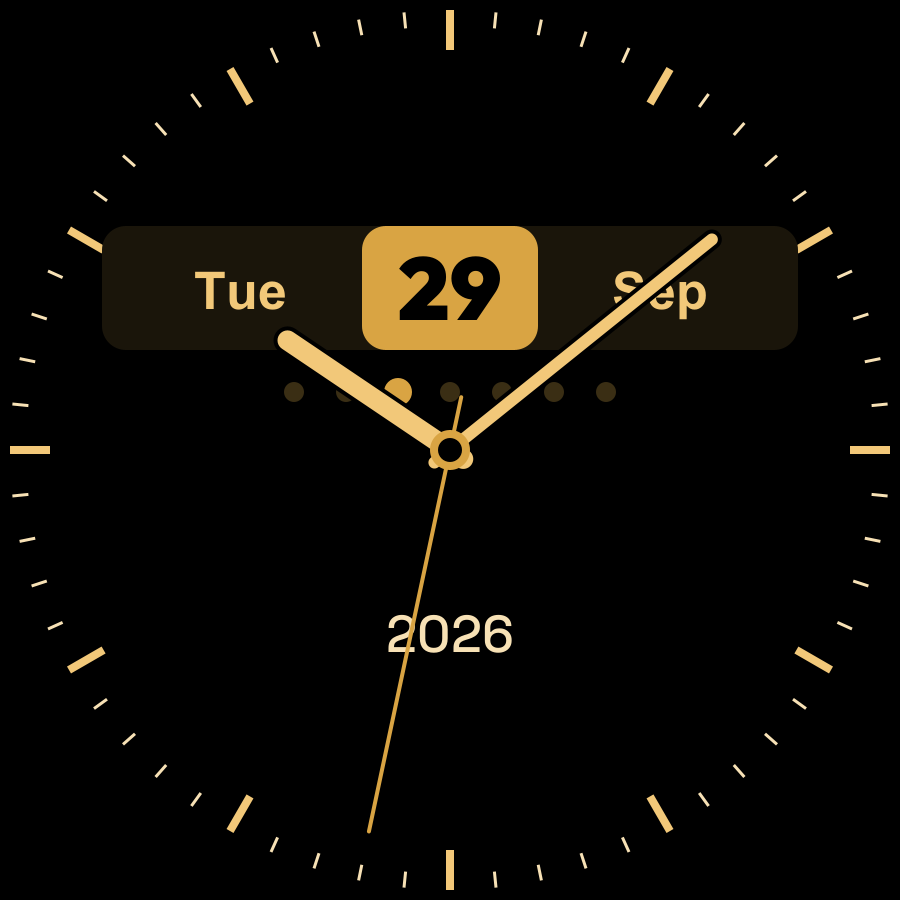 Datum watch face, Gold theme