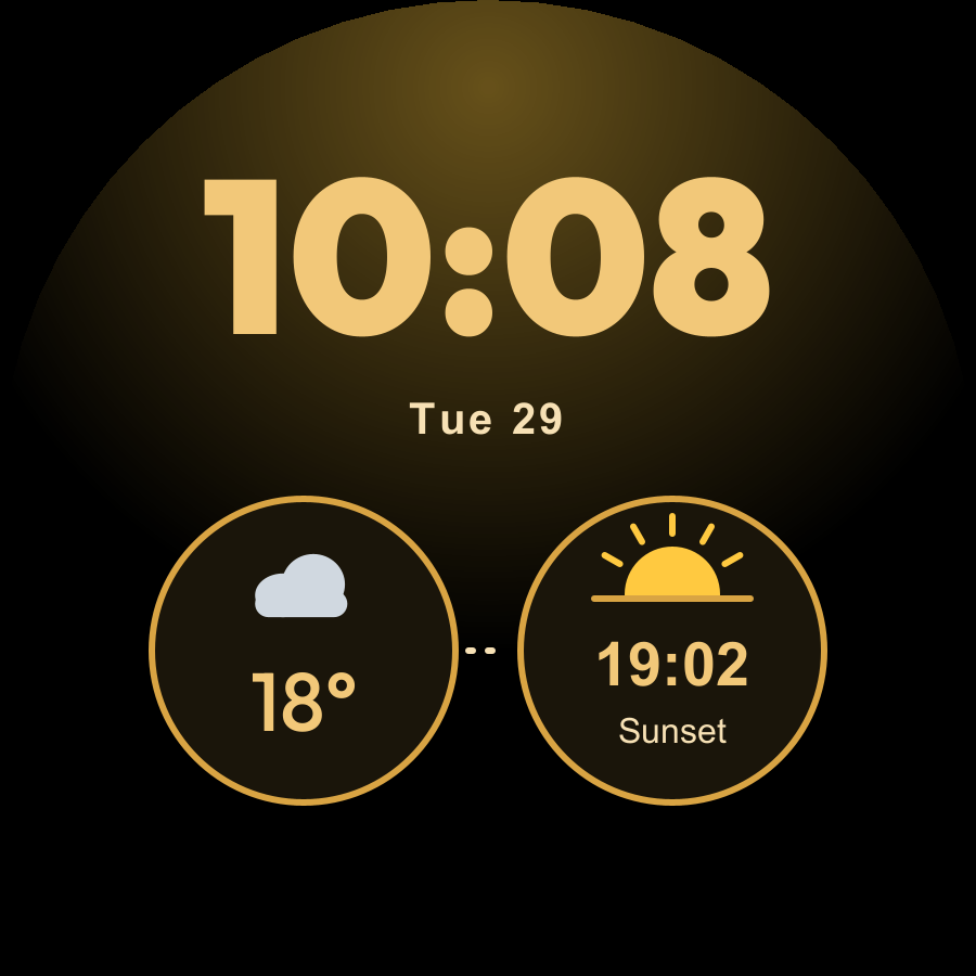 Sunny Day watch face, Gold theme