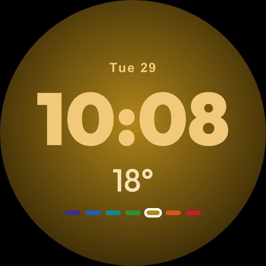 Outside watch face, Gold theme
