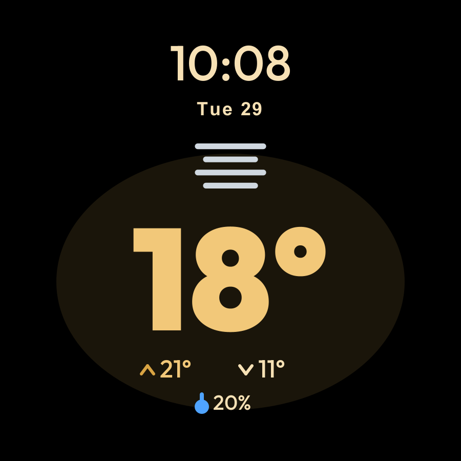 Weather watch face, Gold theme