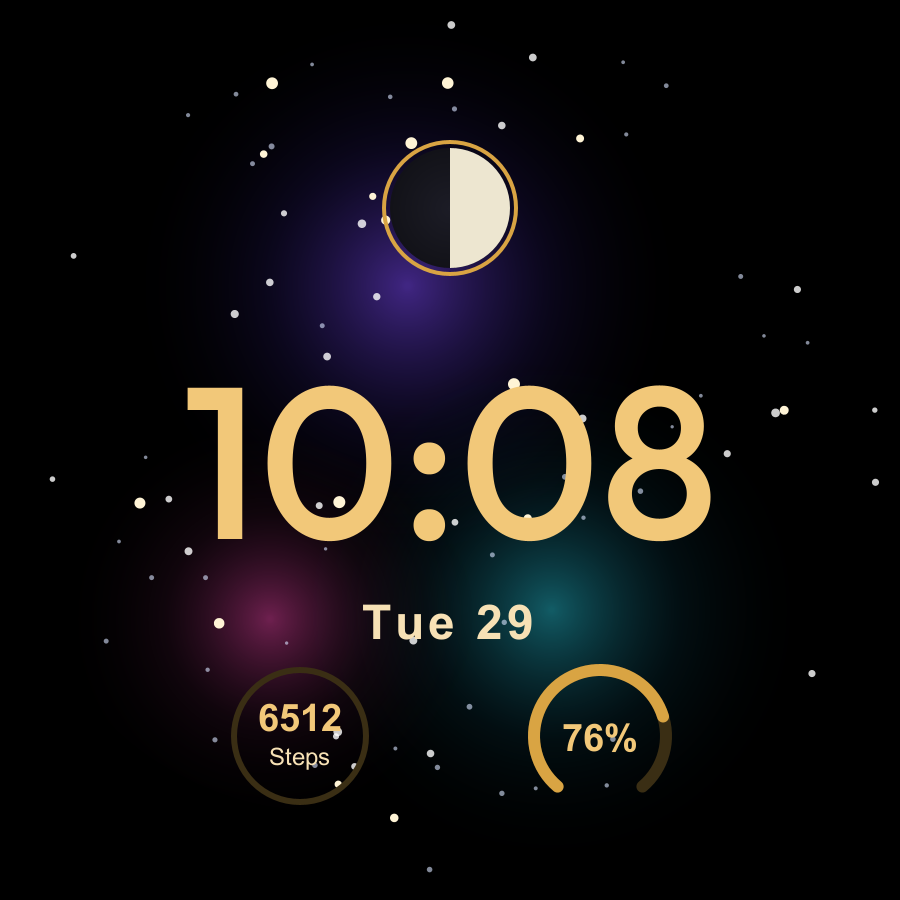 Nebula watch face, Gold theme