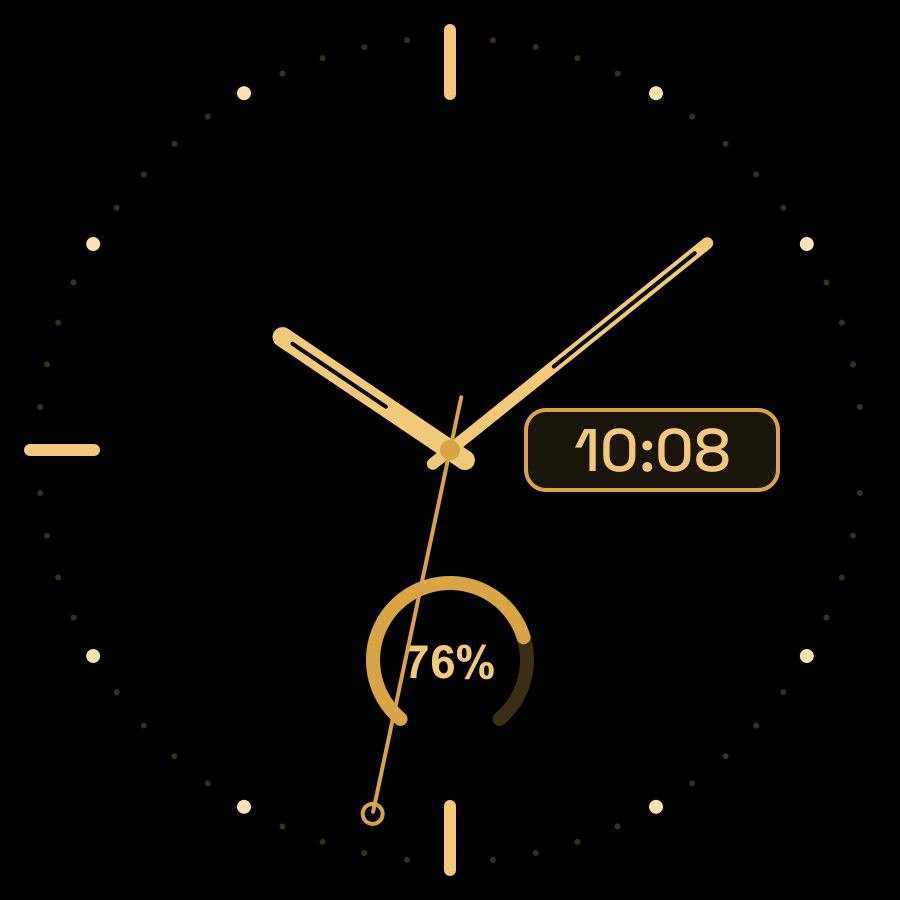 Hybrid Mini watch face, Gold theme