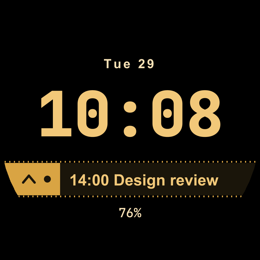 Ticker watch face, Gold theme