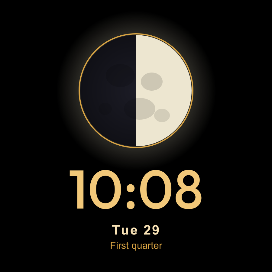 Moon watch face, Gold theme