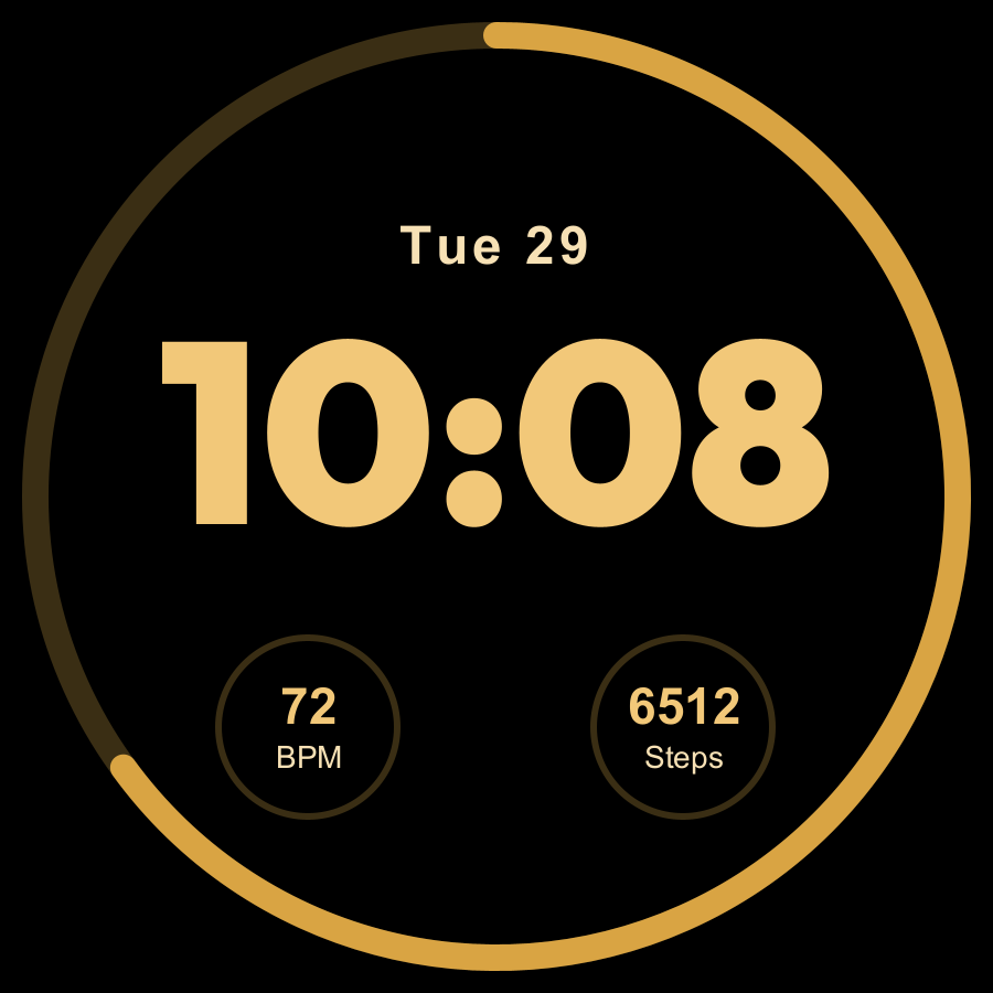 Pulse Lite watch face, Gold theme