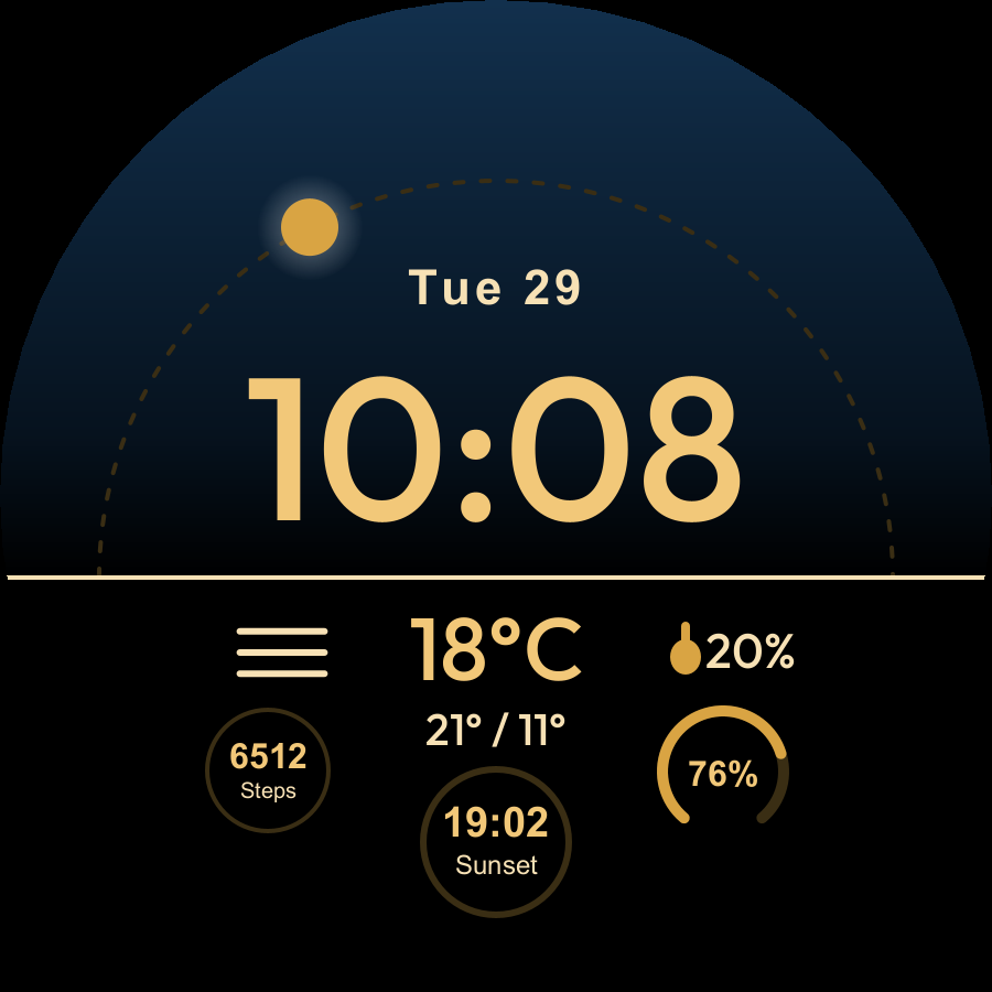 Horizon watch face, Gold theme