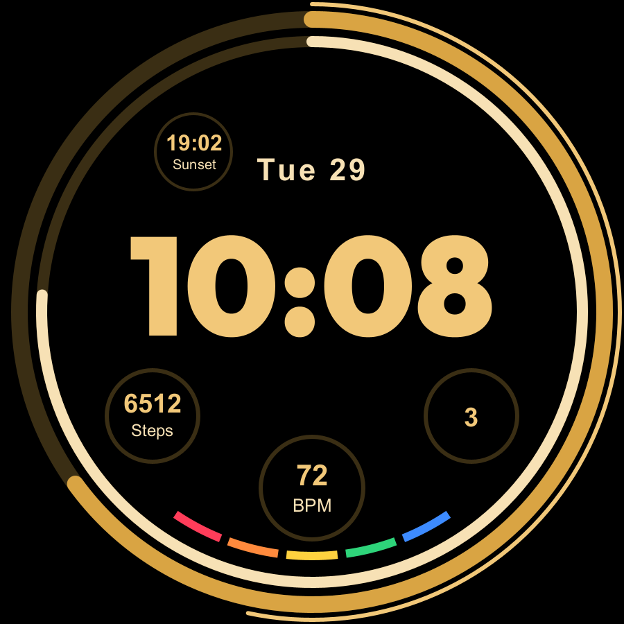 Pulse Pro watch face, Gold theme