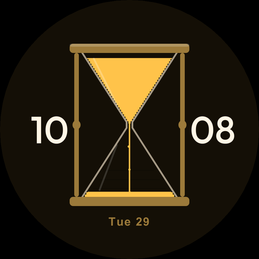 Hourglass watch face, Gold theme