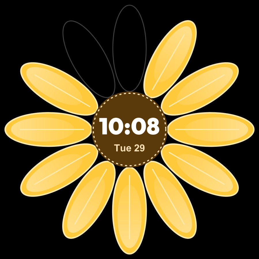 Petal watch face, Gold theme