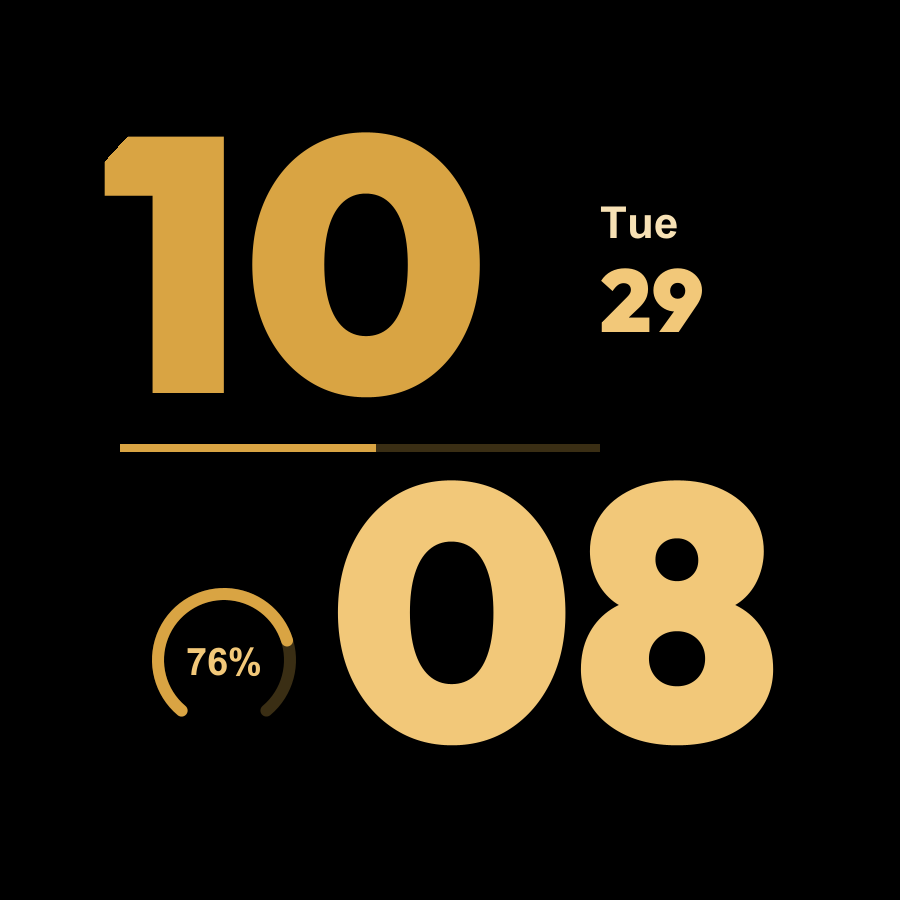 Stack watch face, Gold theme