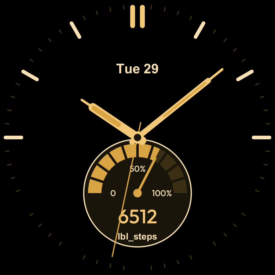 Step Hybrid watch face, Gold theme