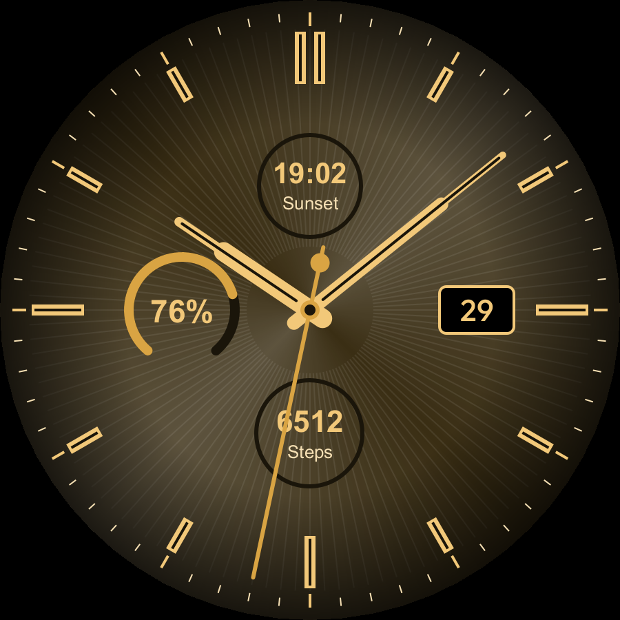 Meridian watch face, Gold theme