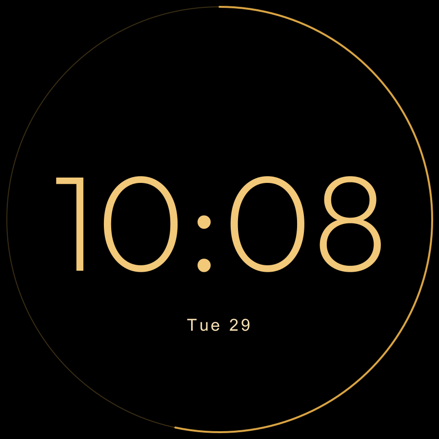 Hairline watch face, Gold theme