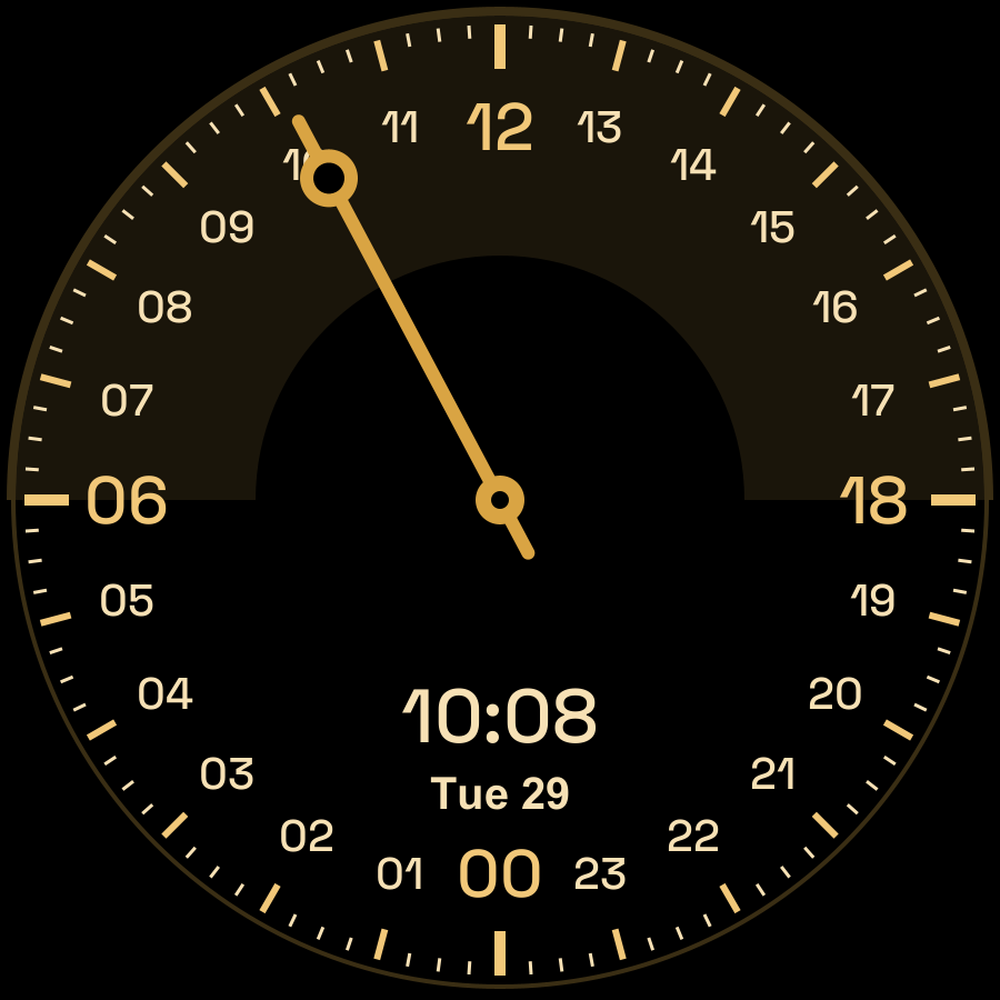 24 Hour watch face, Gold theme