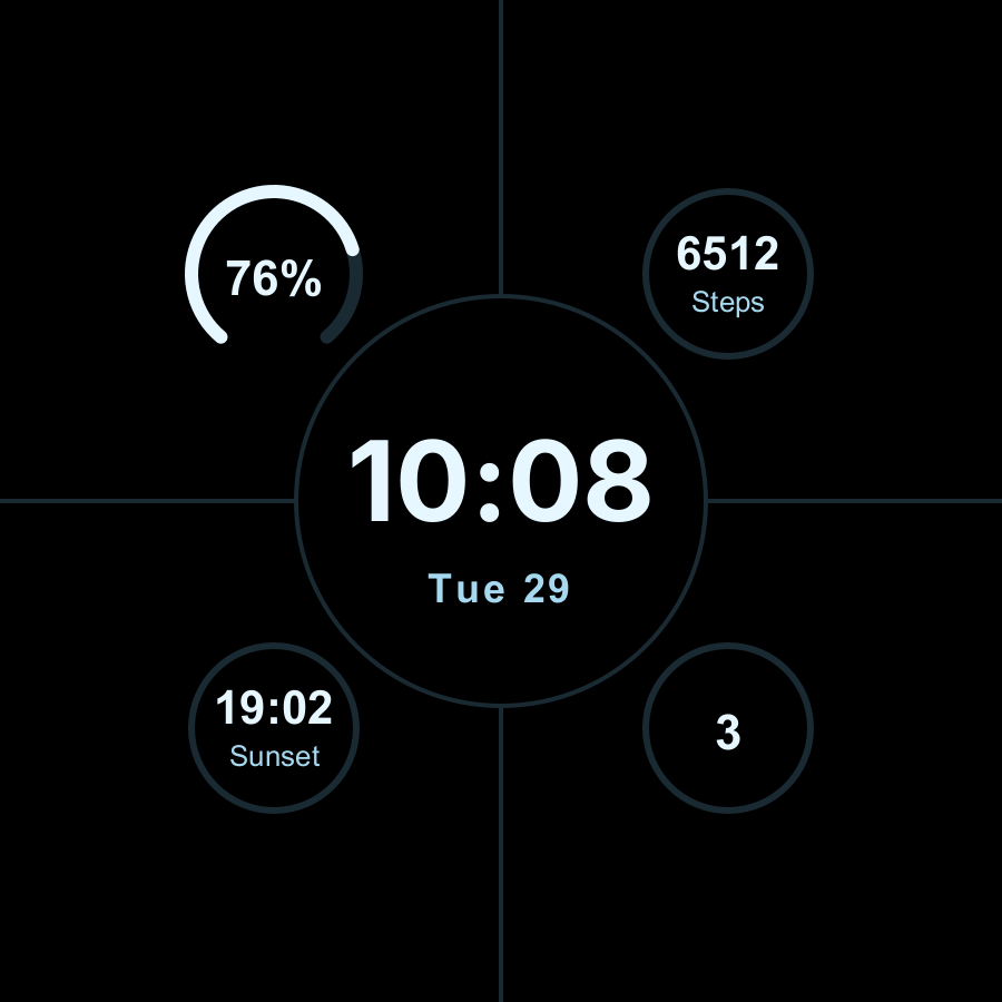 Grid Mono watch face, Ice theme