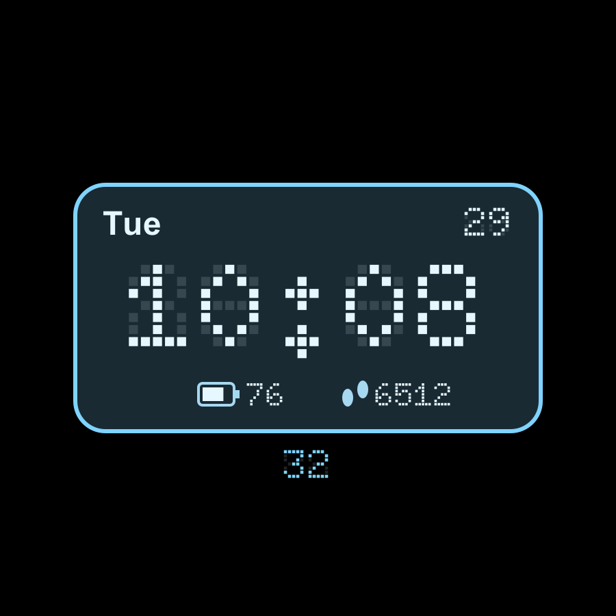 Retro LCD watch face, Ice theme