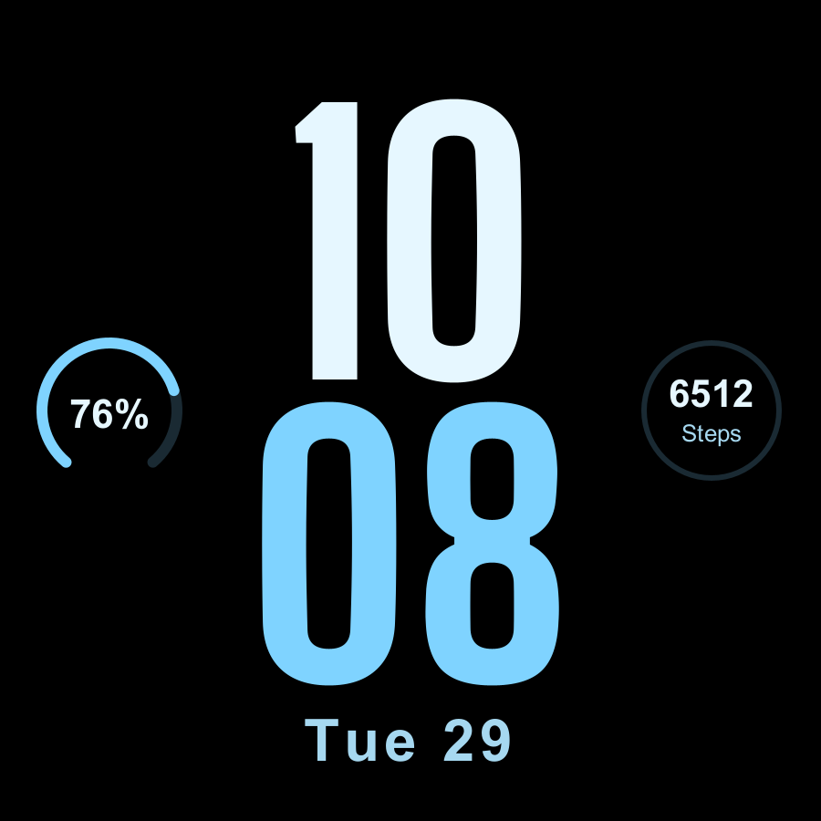 Big Type watch face, Ice theme
