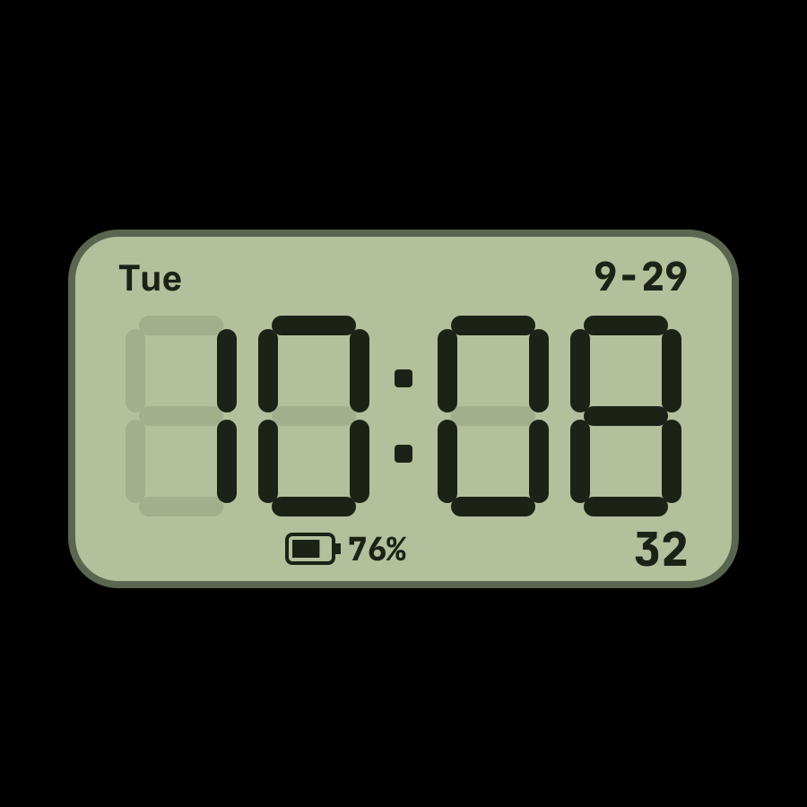LCD Classic watch face, Classic theme