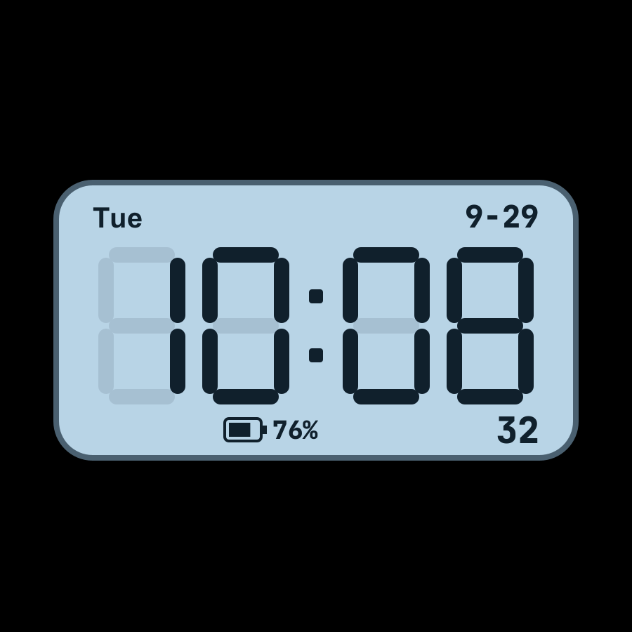 LCD Classic watch face, Ice theme
