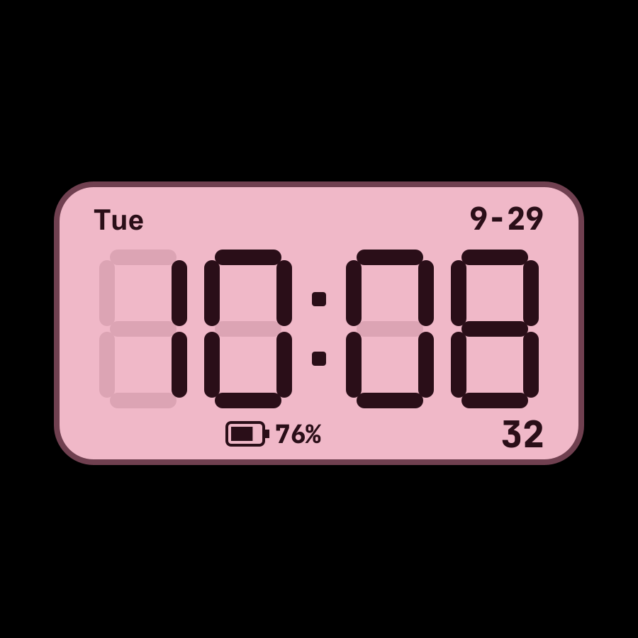LCD Classic watch face, Rose theme