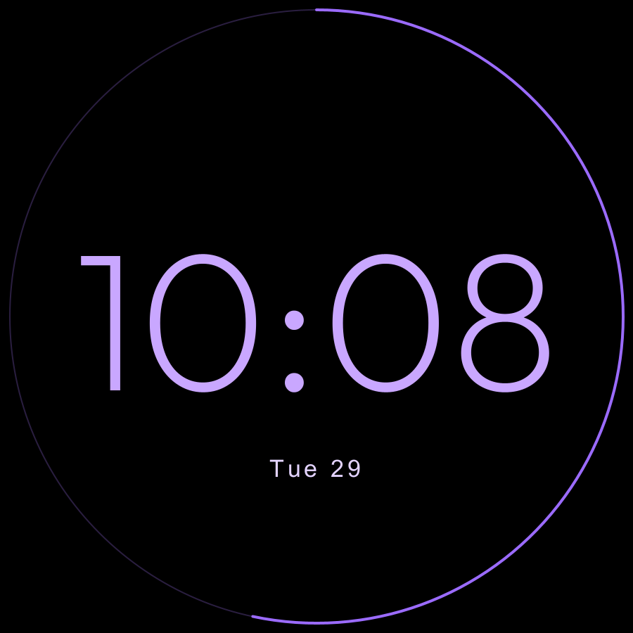 Hairline watch face, Lilac theme