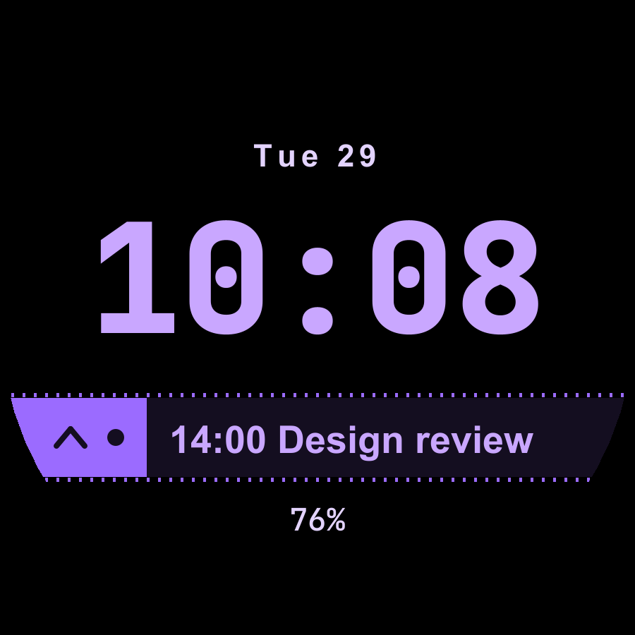 Ticker watch face, Lilac theme
