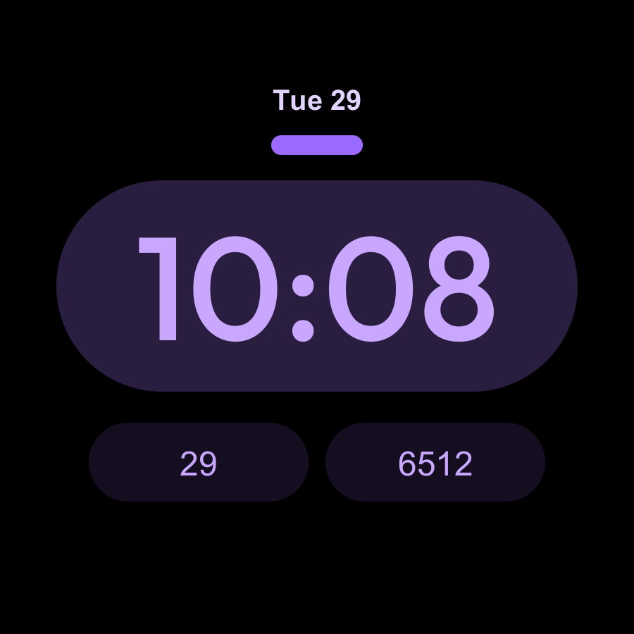 Pill watch face, Lilac theme