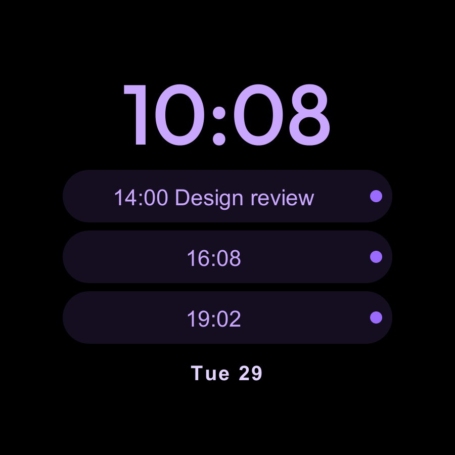 Tri watch face, Lilac theme