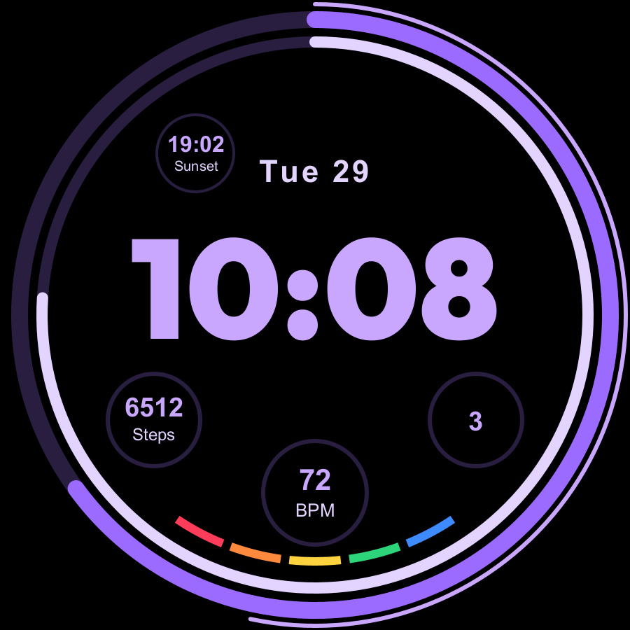 Pulse Pro watch face, Lilac theme