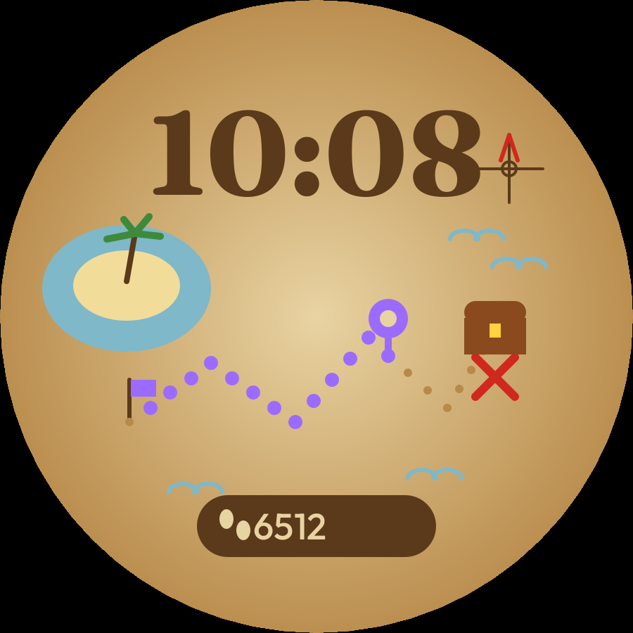 Adventure watch face, Lilac theme