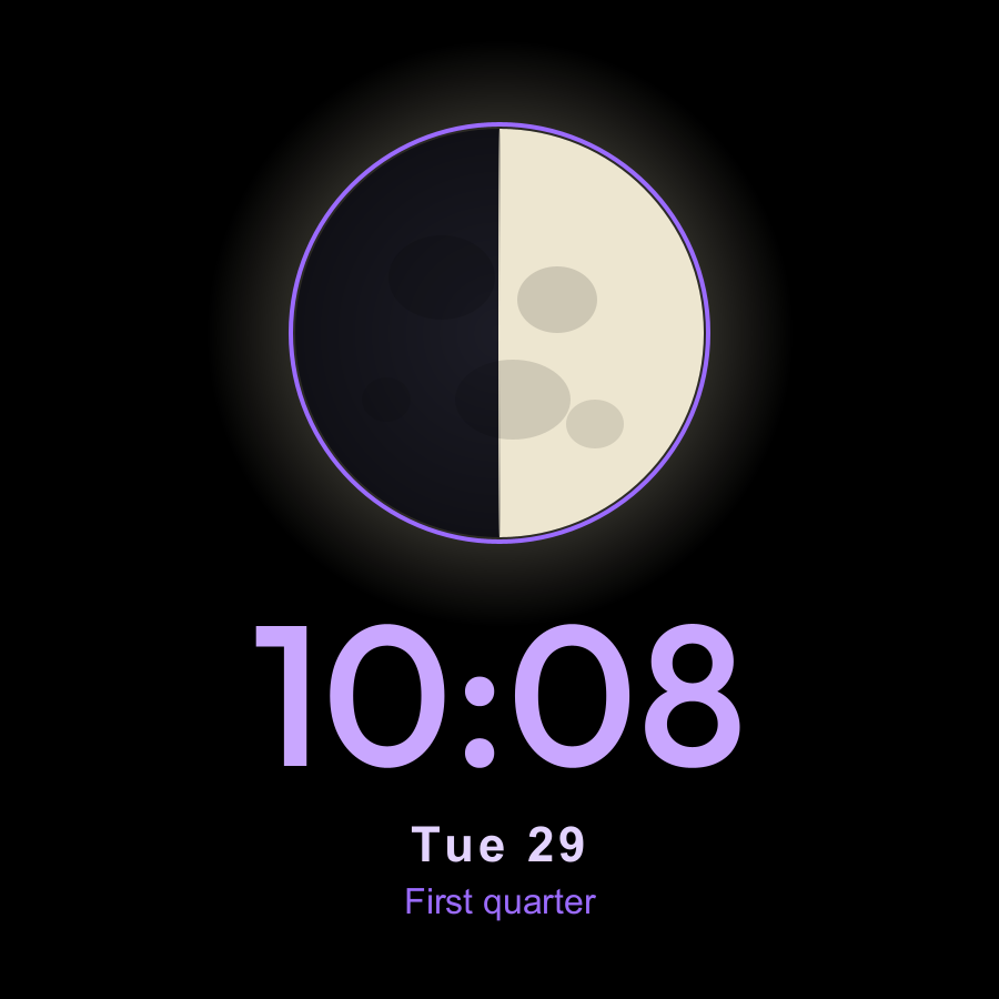 Moon watch face, Lilac theme
