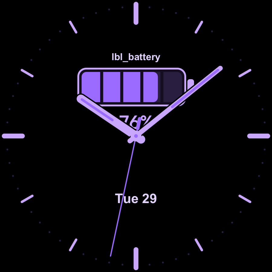 Charge watch face, Lilac theme