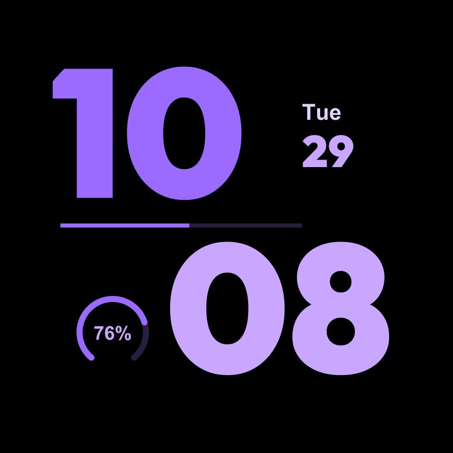Stack watch face, Lilac theme