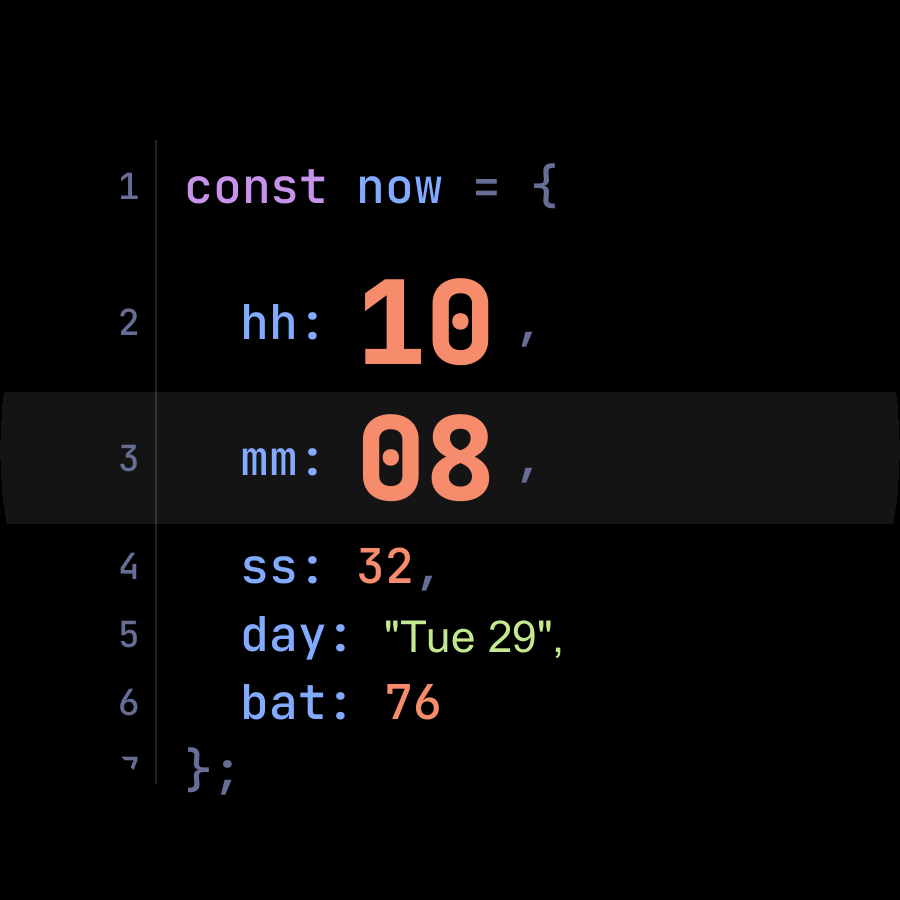 Code watch face, Lilac theme