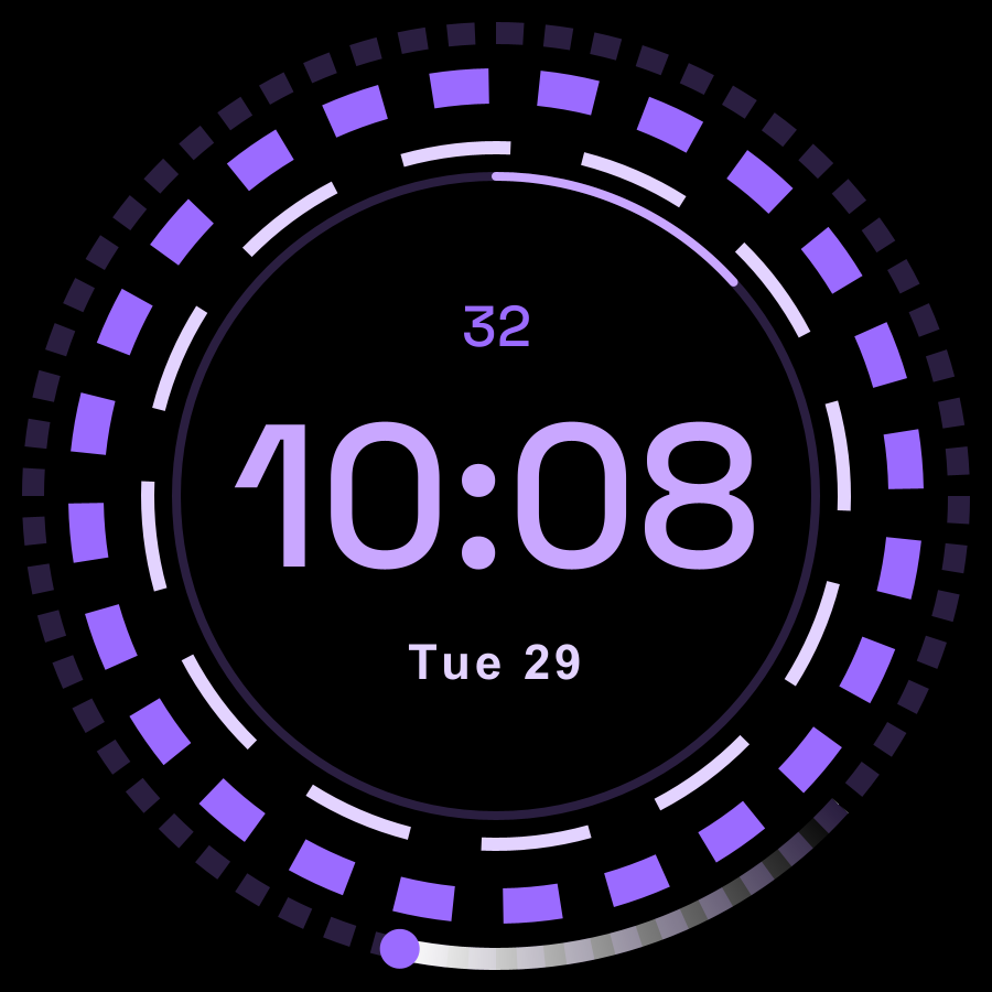 Spin watch face, Lilac theme
